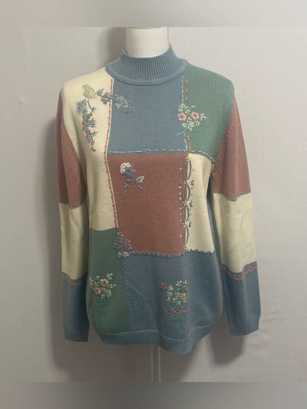 Alfred Dunner Multicolor Patchwork Sweater